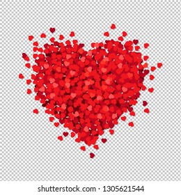 Red Heart Isolated Transparent Background, Vector Illustration