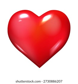 Red Heart Isolated White Background With Gradient Mesh, Vector Illustration