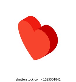Red Heart Isometric Object. Vector Illustration of Gift Box Sign Isometry. 