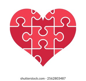 Red heart with jigsaw pieces