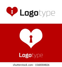 Red Heart with keyhole icon isolated on white background. Locked Heart. Love symbol and keyhole sign. Logo design template element. Vector Illustration