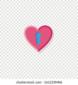 Red heart with a keyhole. Vector graphics.