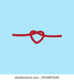 Red Heart Knot vector illustration isolated on blue background. Couple, valentine concept