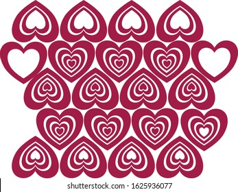 red heart layer love seamless pattern on white background vector