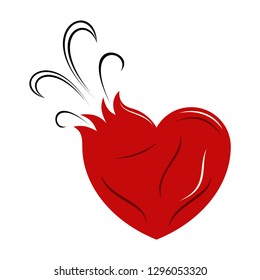Red heart with a leak hole