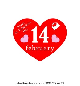 Red heart lettering valentine's day 14 february. Vector clipart and illustration.