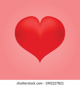 red heart with light and shadow on pink gradient background