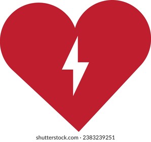Red heart with lightning in the center