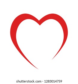 Red heart like love symbol on white, stock vector illustration icon