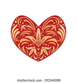 Red heart and lilies