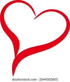 Forma livre da arte da linha do coração vermelho