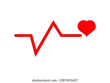 Red heart with line pulse heartbeat cardiograph icon flat vector design