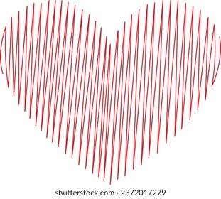 Ilustración vectorial de la línea roja del corazón. Día de San Valentín, concepto de boda.