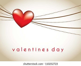 red heart with lines over brown background, valentines day. vector