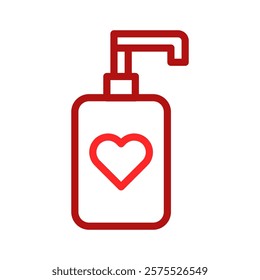 Red heart liquid soap bottle icon art