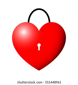 Red heart - lock. Vector eps. 