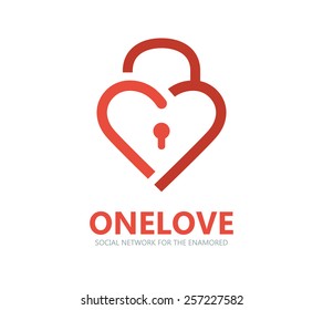 Red heart lock vector logo 