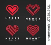 Red heart logo with geometric lines