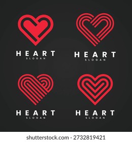 Red heart logo with geometric lines