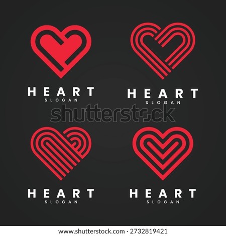 Red heart logo with geometric lines