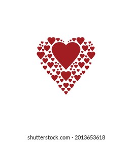 red heart logo represents love