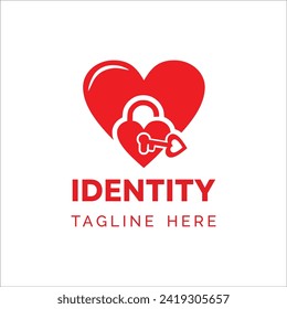 red heart logo with unlock heart logo minimalist design and modern