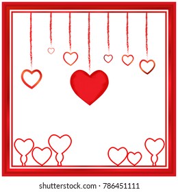 Red heart with loop on white background