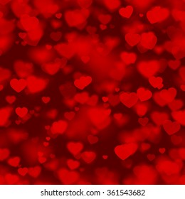 Red Heart Love 3d Wrapping. Valentines Day Seamless Transparent Texture. Deep Blur Pattern Background.