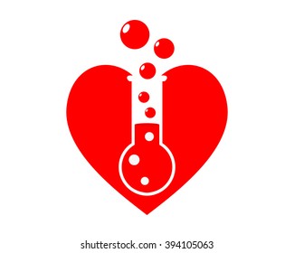 red heart love chemical chemist erlenmeyer flask scientist image vector