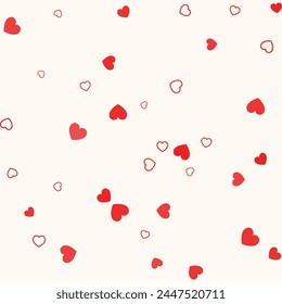 Red heart love confetti background vector design