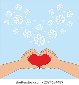 red heart love flowers and togetherness