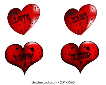 red heart with love and kiss message