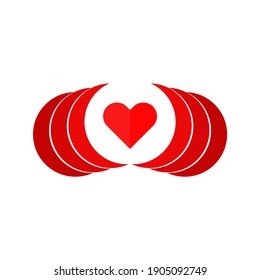 Red heart love logo vector graphics