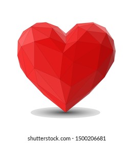 Red Heart or love Low Poly realistic