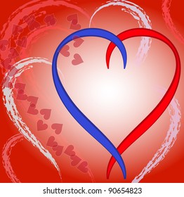 Red heart with love on a white background