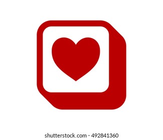 red heart love rectangle image vector symbol logo icon