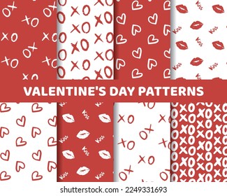 Red heart , love, Romantic and kiss concept.
Valentine 's Day seamless pattern fills, Endless texture
can be using for background , backdrop, web page, surface. Vector illustration. 