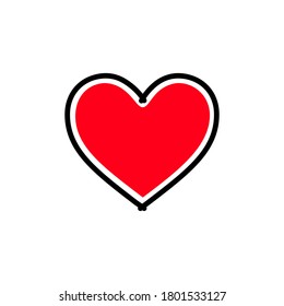 Red heart, love sign, isolated color vector illustration