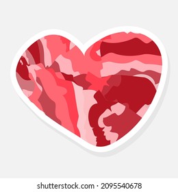 Red heart - a love sign on a white background. Sticker in the shape of a heart. Valentines Day icon.
