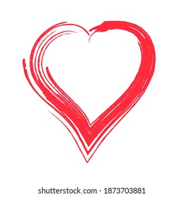 Red Heart. Love symbol. Line art drawing vector illustration