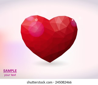 Red heart - love symbol - polygonal illustration 