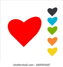 Red heart Love symbol Set  icon, Valentine's Day sign, emblem isolated on white background , Flat style for graphic and web design, logo. EPS10 - Vector