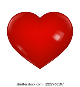 Red Heart. Love symbol. Vector illustration. 3d mockup. Glossy icon