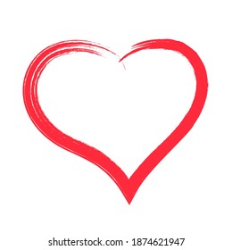 Red Heart. Love symbol. Web icon, symbol, sign. Art brush painting vector illustration.