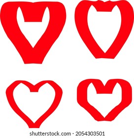 red heart love vector sign or icon illustration design style. 