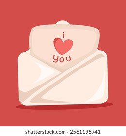 Red Heart I Love You Envelope Illustration