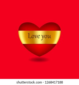 Red heart Love you Vector