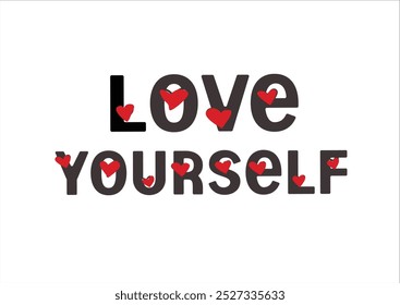 red heart love yourself vector hand drawn