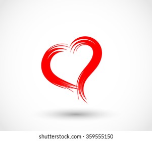 Red heart made with brush vector