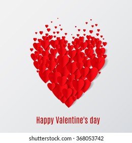 Red Heart made up of little folded paper hearts